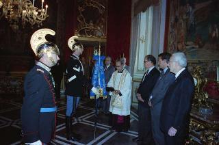 Cerimonia di consegna del nuovo Stendardo Presidenziale al Comando Carabinieri Guardie del Presidente della Repubblica