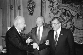 Incontro del Presidente della Repubblica Francesco Cossiga con Gerald Ford, ex Presidente degli Stati Uniti d'America