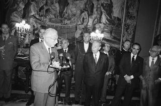 Udienza con  Gian Luigi Rondi, Presidente dell'Ente David di Donatello, con la giuria ed i candidati al Premio «David di Donatello» 1990