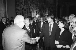 Udienza con  Gian Luigi Rondi, Presidente dell'Ente David di Donatello, con la giuria ed i candidati al Premio «David di Donatello» 1990