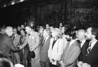 Udienza con  Gian Luigi Rondi, Presidente dell'Ente David di Donatello, con la giuria ed i candidati al Premio «David di Donatello» 1990