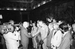 Udienza con  Gian Luigi Rondi, Presidente dell'Ente David di Donatello, con la giuria ed i candidati al Premio «David di Donatello» 1990