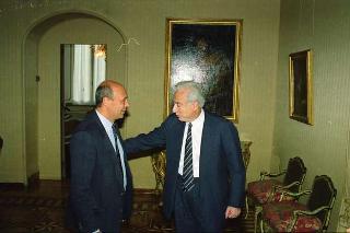 Il Presidente della Repubblica Francesco Cossiga riceve Paolo Mieli, nuovo direttore de "La Stampa"