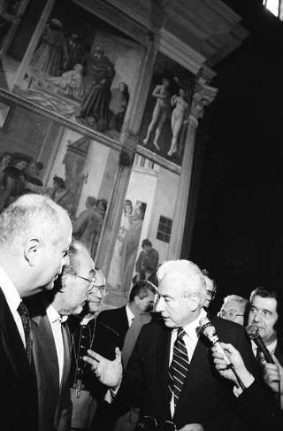 Visita a Firenze, in occasione dell'inaugurazione delle mostre "L'età di Masaccio. Il primo Quattrocento a Firenze" e "L'idea Ferrari" e del restauro degli affreschi di Masaccio nella chiesa di S. Maria del Carmine