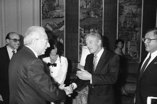 Incontro del Presidente della Repubblica Francesco Cossiga con Robert Mosbacher, ministro del commercio degli USA
