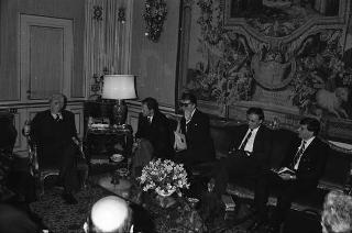 Incontro del Presidente della Repubblica Francesco Cossiga con Lyuben Gotsev, ministro degli affari esteri della Repubblica Popolare di Bulgaria