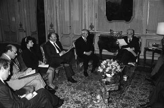 Incontro del Presidente della Repubblica Francesco Cossiga con Lyuben Gotsev, ministro degli affari esteri della Repubblica Popolare di Bulgaria