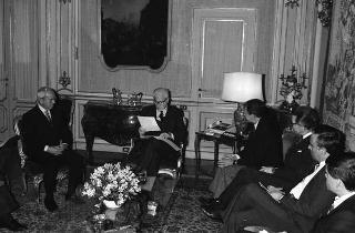 Incontro del Presidente della Repubblica Francesco Cossiga con Lyuben Gotsev, ministro degli affari esteri della Repubblica Popolare di Bulgaria