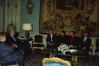 Udienza Privata del Presidente della Repubblica Francesco Cossiga con Franco Cangini, direttore de "Il Tempo"