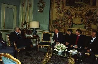 Udienza Privata del Presidente della Repubblica Francesco Cossiga con Franco Cangini, direttore de "Il Tempo"