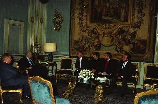 Udienza Privata del Presidente della Repubblica Francesco Cossiga con Franco Cangini, direttore de "Il Tempo"