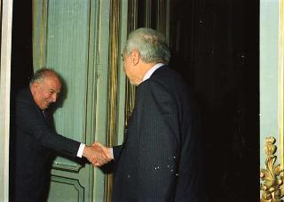 Udienza Privata del Presidente della Repubblica Francesco Cossiga con Franco Cangini, direttore de "Il Tempo"