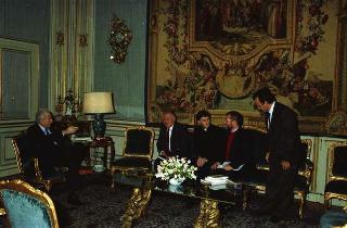 Udienza Privata del Presidente della Repubblica Francesco Cossiga con Franco Cangini, direttore de "Il Tempo"