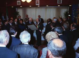 Intervento del Presidente della Repubblica,in forma privata,a Cairo Montenotte per la commemorazione di Francesco Cesare Rossi ed a Ferrania per una visita allo stabilimento della Società 3M. E visita a Stella San Giovanni presso la tomba del Presidente Sandro Pertini
