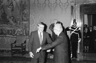 Incontro del Presidente della Repubblica Francesco Cossiga con Martin Brian Mulroney, primo ministro del Canada