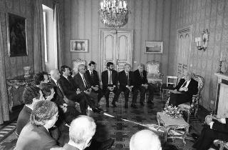 Il Presidente della Repubblica Francesco Cossiga riceve in udienza Carlo Goretti Nuzzo, presidente della Confedorafi