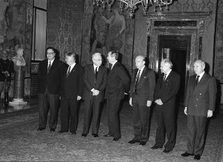 Incontro del Presidente Francesco Cossiga con i ministri degli affari esteri della "Pentagonale" ed una delegazione di parlamentari dei cinque Paesi facenti capo all'organismo