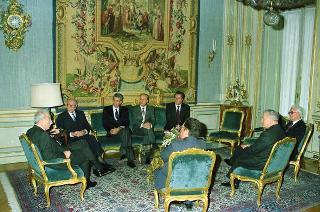 Incontro del Presidente della Repubblica Francesco Cossiga con l'avv. Enrico Randone, presidente e amministratore delegato delle Assicurazioni Generali