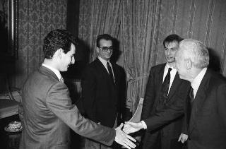 Il Presidente della Repubblica Francesco Cossiga riceve in udienza Franco Grillini, presidente nazionale dell'ARCI Gay