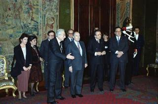 Il Presidente della Repubblica Francesco Cossiga riceve in udienza le Delegazioni del Consiglio Europeo in occasione della visita del Presidente della Repubblica Francese Francois Mitterand