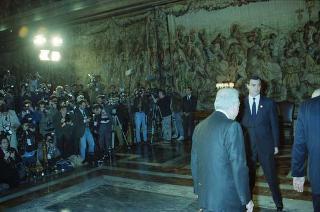 Il Presidente della Repubblica Francesco Cossiga riceve in udienza le Delegazioni del Consiglio Europeo in occasione della visita del Presidente della Repubblica Francese Francois Mitterand
