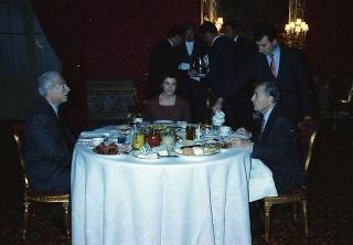 Il Presidente della Repubblica Francesco Cossiga riceve in udienza le Delegazioni del Consiglio Europeo in occasione della visita del Presidente della Repubblica Francese Francois Mitterand
