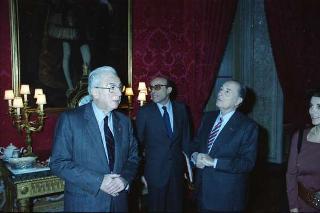 Il Presidente della Repubblica Francesco Cossiga riceve in udienza le Delegazioni del Consiglio Europeo in occasione della visita del Presidente della Repubblica Francese Francois Mitterand