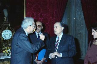 Il Presidente della Repubblica Francesco Cossiga riceve in udienza le Delegazioni del Consiglio Europeo in occasione della visita del Presidente della Repubblica Francese Francois Mitterand