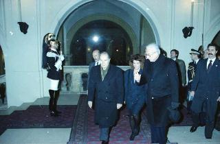 Il Presidente della Repubblica Francesco Cossiga riceve in udienza le Delegazioni del Consiglio Europeo in occasione della visita del Presidente della Repubblica Francese Francois Mitterand