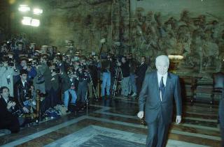 Il Presidente della Repubblica Francesco Cossiga riceve in udienza le Delegazioni del Consiglio Europeo in occasione della visita del Presidente della Repubblica Francese Francois Mitterand