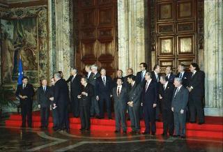 Il Presidente della Repubblica Francesco Cossiga riceve in udienza le Delegazioni del Consiglio Europeo in occasione della visita del Presidente della Repubblica Francese Francois Mitterand