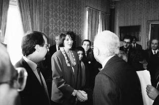 Il Presidente della Repubblica Francesco Cossiga riceve in udienza l'On. Prof. Giovanni Galloni, vicepresidente del CSM, con il sen. prof. Giovanni Silvestro Coco, sottosegretario di Stato a grazia e giustizia, e una delegazione di magistrati