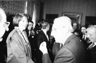 Il Presidente della Repubblica Francesco Cossiga riceve in udienza l'On. Prof. Giovanni Galloni, vicepresidente del CSM, con il sen. prof. Giovanni Silvestro Coco, sottosegretario di Stato a grazia e giustizia, e una delegazione di magistrati
