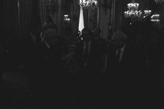 Il Presidente della Repubblica Francesco Cossiga incontra Antigono Donati, presidente dell'Associazione Amici dell'Accademia dei Lincei, con una delegazione del'Associazione