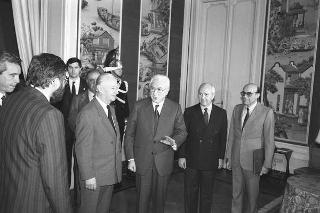 Il Presidente della Repubblica Francesco Cossiga riceve la visita di Alexander Dubcek, Presidente dell'Assemblea Federale della Repubblica Federativa Ceca e Slovacca, con una delegazione dell'assemblea