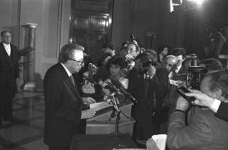 Crisi del VI Governo Andreotti. Il Presidente della Repubblica Francesco Cossiga riceve i rappresentanti dei partiti per le consultazioni