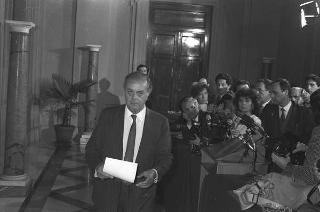 Crisi del VI Governo Andreotti. Il Presidente della Repubblica Francesco Cossiga riceve i rappresentanti dei partiti per le consultazioni