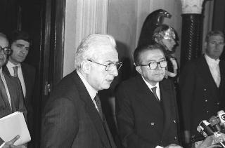 Crisi del VI Governo Andreotti. Il Presidente della Repubblica Francesco Cossiga riceve i rappresentanti dei partiti per le consultazioni