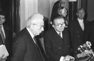 Crisi del VI Governo Andreotti. Il Presidente della Repubblica Francesco Cossiga riceve i rappresentanti dei partiti per le consultazioni