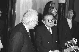 Crisi del VI Governo Andreotti. Il Presidente della Repubblica Francesco Cossiga riceve i rappresentanti dei partiti per le consultazioni