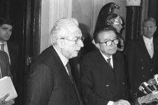Crisi del VI Governo Andreotti. Il Presidente della Repubblica Francesco Cossiga riceve i rappresentanti dei partiti per le consultazioni