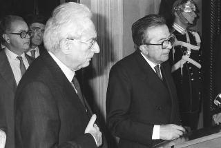 Crisi del VI Governo Andreotti. Il Presidente della Repubblica Francesco Cossiga riceve i rappresentanti dei partiti per le consultazioni