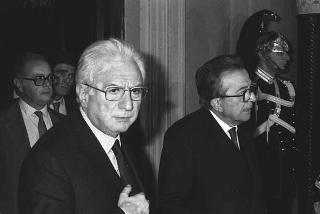 Crisi del VI Governo Andreotti. Il Presidente della Repubblica Francesco Cossiga riceve i rappresentanti dei partiti per le consultazioni