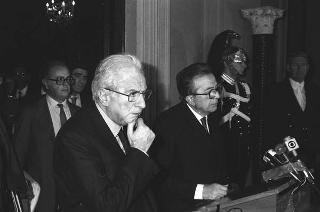 Crisi del VI Governo Andreotti. Il Presidente della Repubblica Francesco Cossiga riceve i rappresentanti dei partiti per le consultazioni