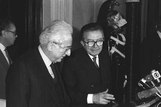 Crisi del VI Governo Andreotti. Il Presidente della Repubblica Francesco Cossiga riceve i rappresentanti dei partiti per le consultazioni