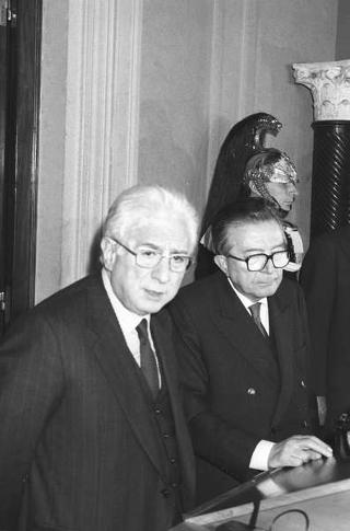 Crisi del VI Governo Andreotti. Il Presidente della Repubblica Francesco Cossiga riceve i rappresentanti dei partiti per le consultazioni