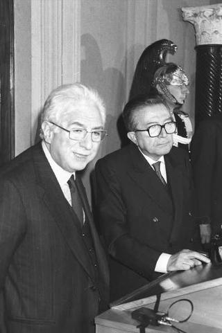 Crisi del VI Governo Andreotti. Il Presidente della Repubblica Francesco Cossiga riceve i rappresentanti dei partiti per le consultazioni