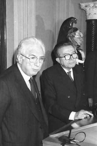 Crisi del VI Governo Andreotti. Il Presidente della Repubblica Francesco Cossiga riceve i rappresentanti dei partiti per le consultazioni