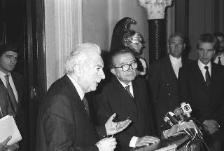 Crisi del VI Governo Andreotti. Il Presidente della Repubblica Francesco Cossiga riceve i rappresentanti dei partiti per le consultazioni