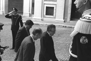 Crisi del VI Governo Andreotti. Il Presidente della Repubblica Francesco Cossiga riceve i rappresentanti dei partiti per le consultazioni